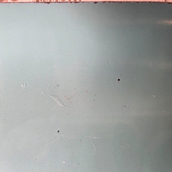 Vintage Turquoise Wheat Motif Enamel Serving Tray With Copper Handles - Picture 8 of 10